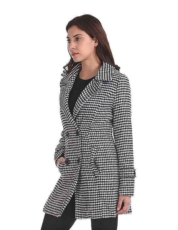 Arrow Woman Slim Fit Houndstooth Print Peacoat