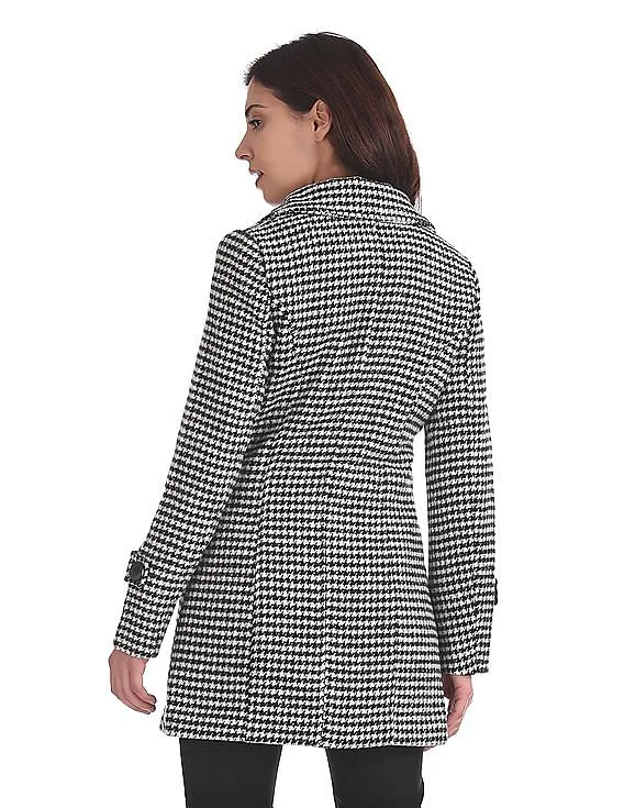 Arrow Woman Slim Fit Houndstooth Print Peacoat