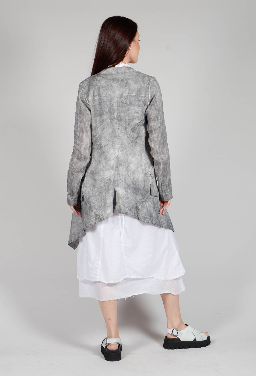 Asymmetric Penguin Coat in Dark Marble