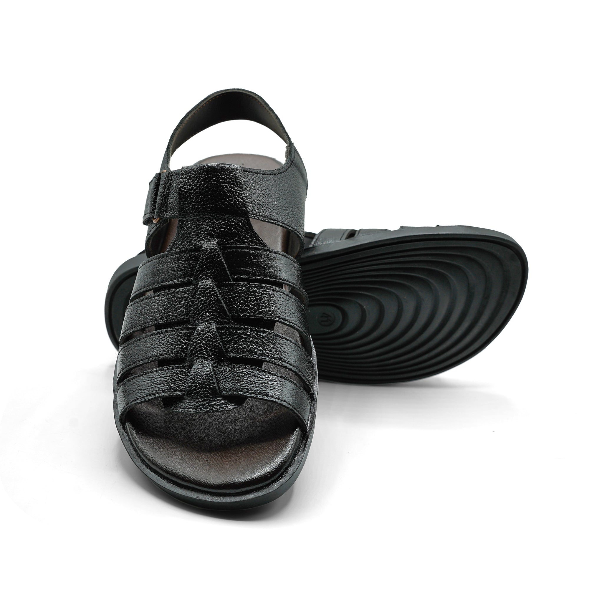 Black Multi Strap Leather Men Sandals