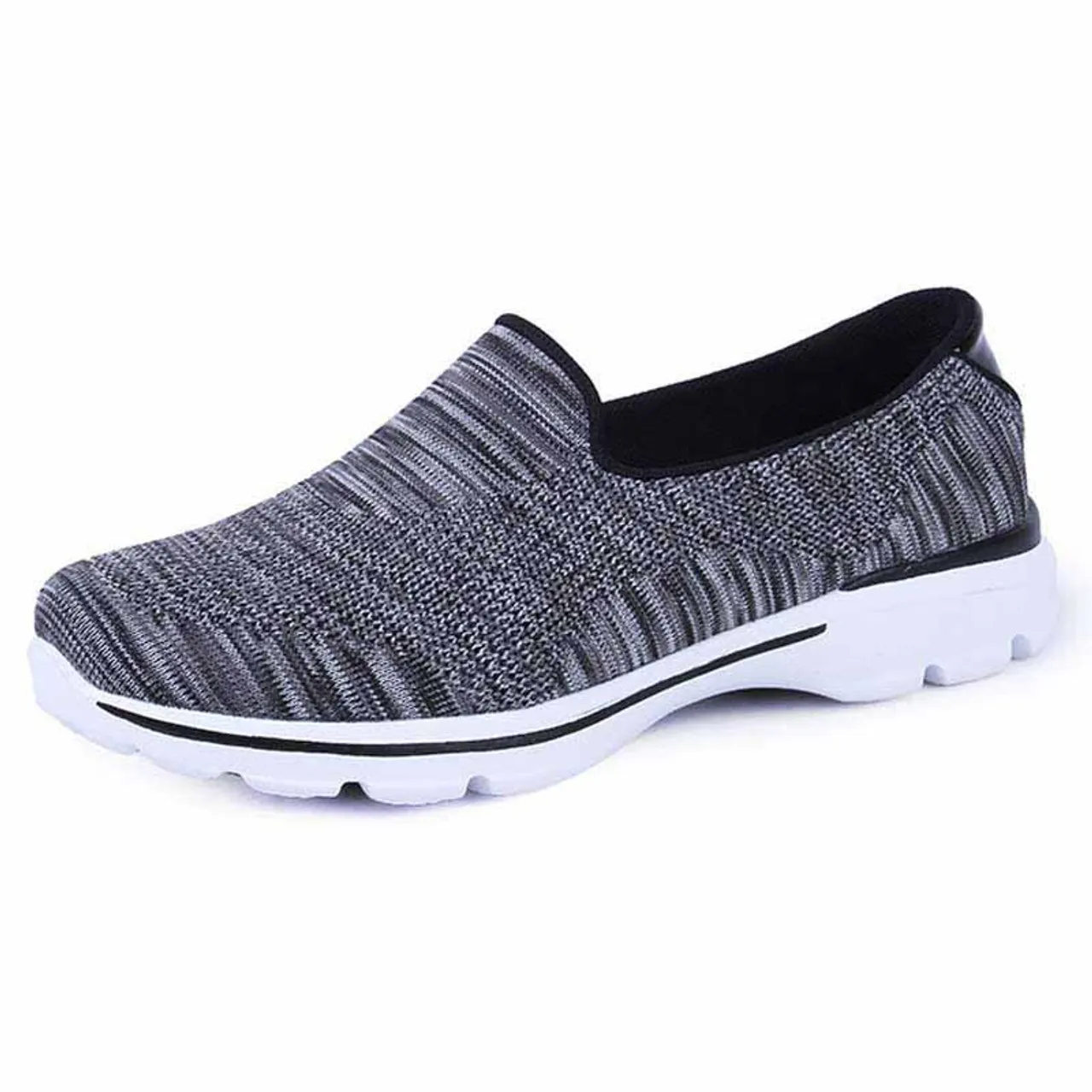 Black stripe pattern flyknit slip on shoe sneaker