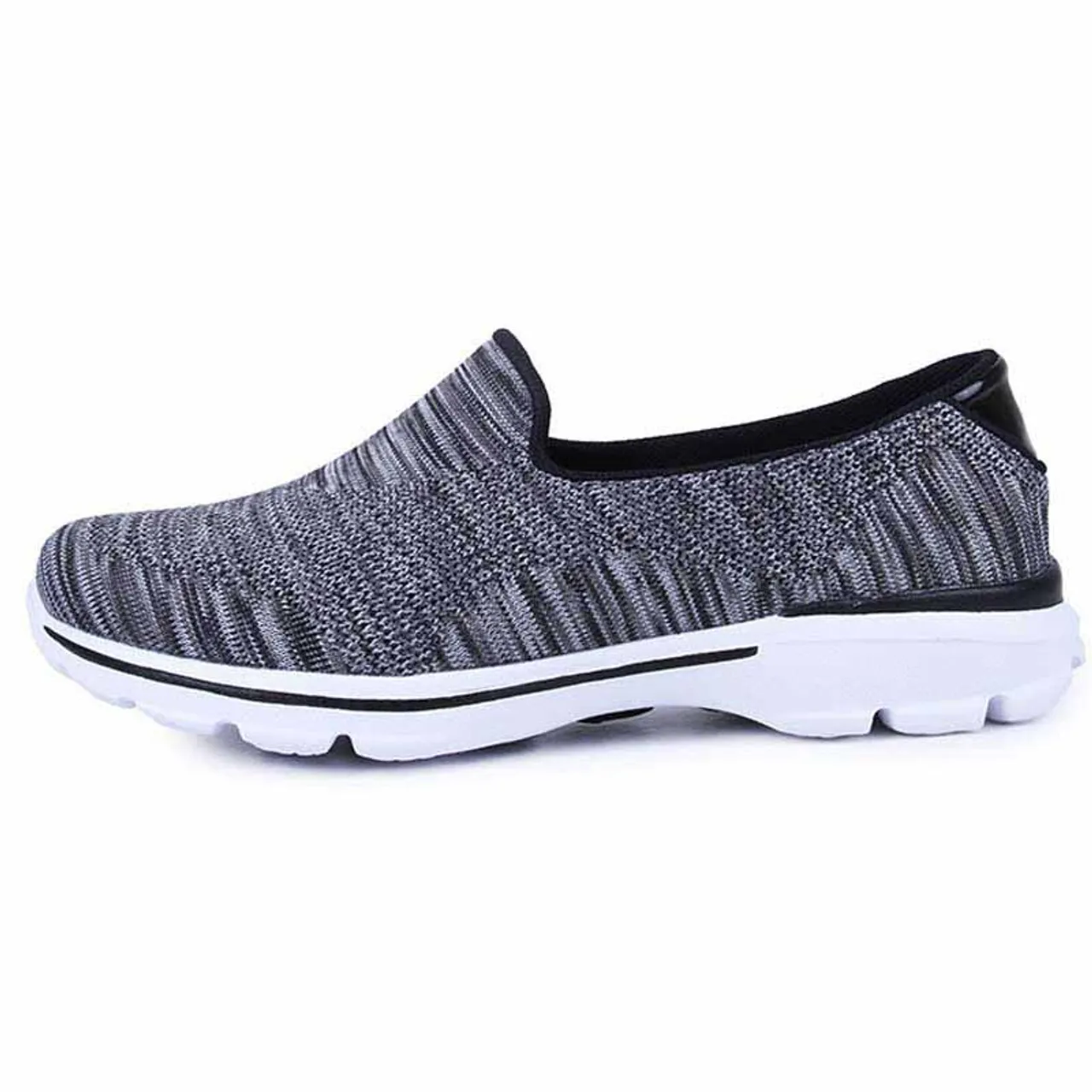 Black stripe pattern flyknit slip on shoe sneaker