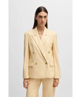 Boss Regular-fit double-breasted blazer in faux leather