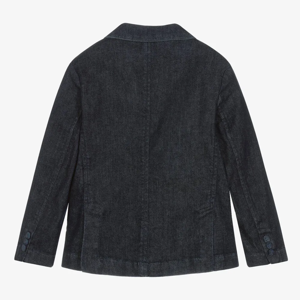 Boys Dark Denim Double Breasted Blazer