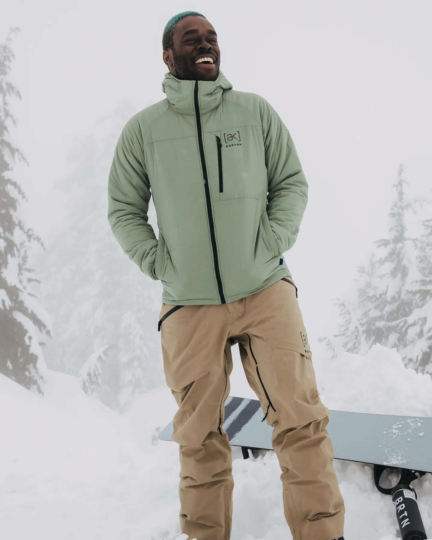 Burton Men's [ak] Helium Hooded Stretch Insulated Jacket - Hedge Green