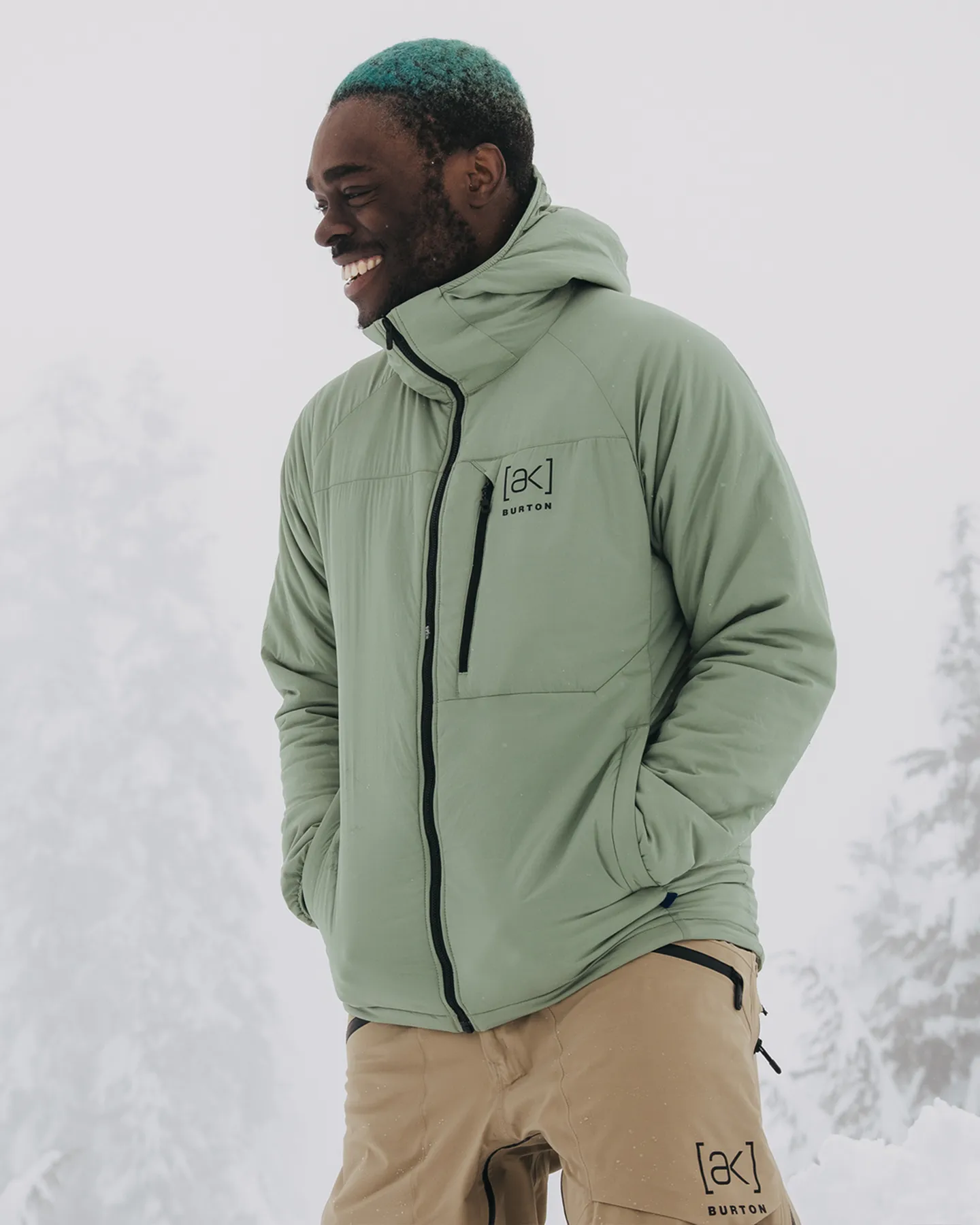 Burton Men's [ak] Helium Hooded Stretch Insulated Jacket - Hedge Green