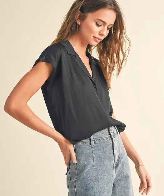 Button Down Top - Black