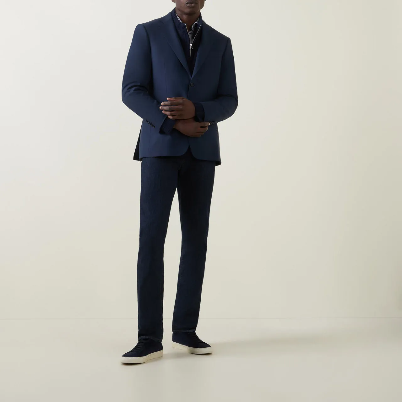 CANALI Hopsack Single-Breasted Blazer - Dark Blue