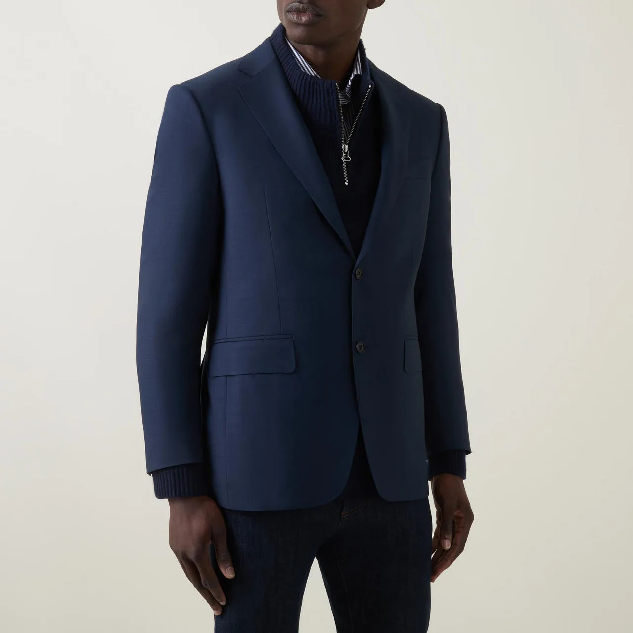 CANALI Hopsack Single-Breasted Blazer - Dark Blue