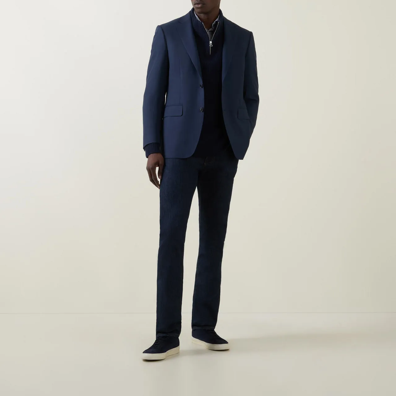 CANALI Hopsack Single-Breasted Blazer - Dark Blue