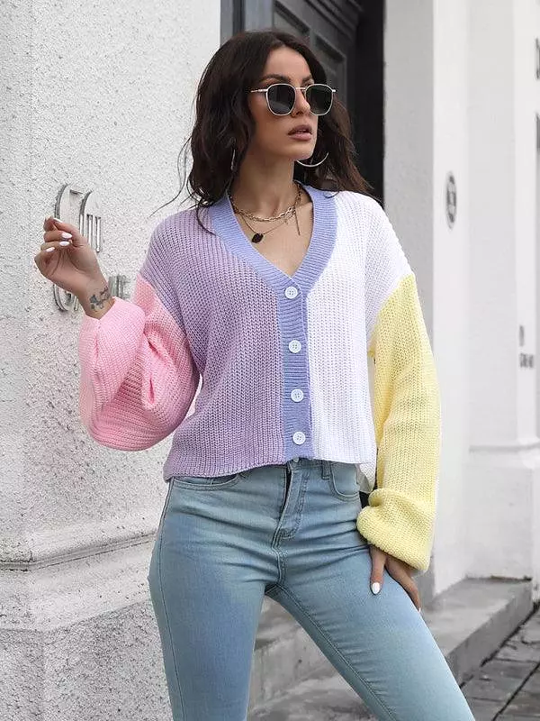 Color Block Cardigan Cardigan Sweater