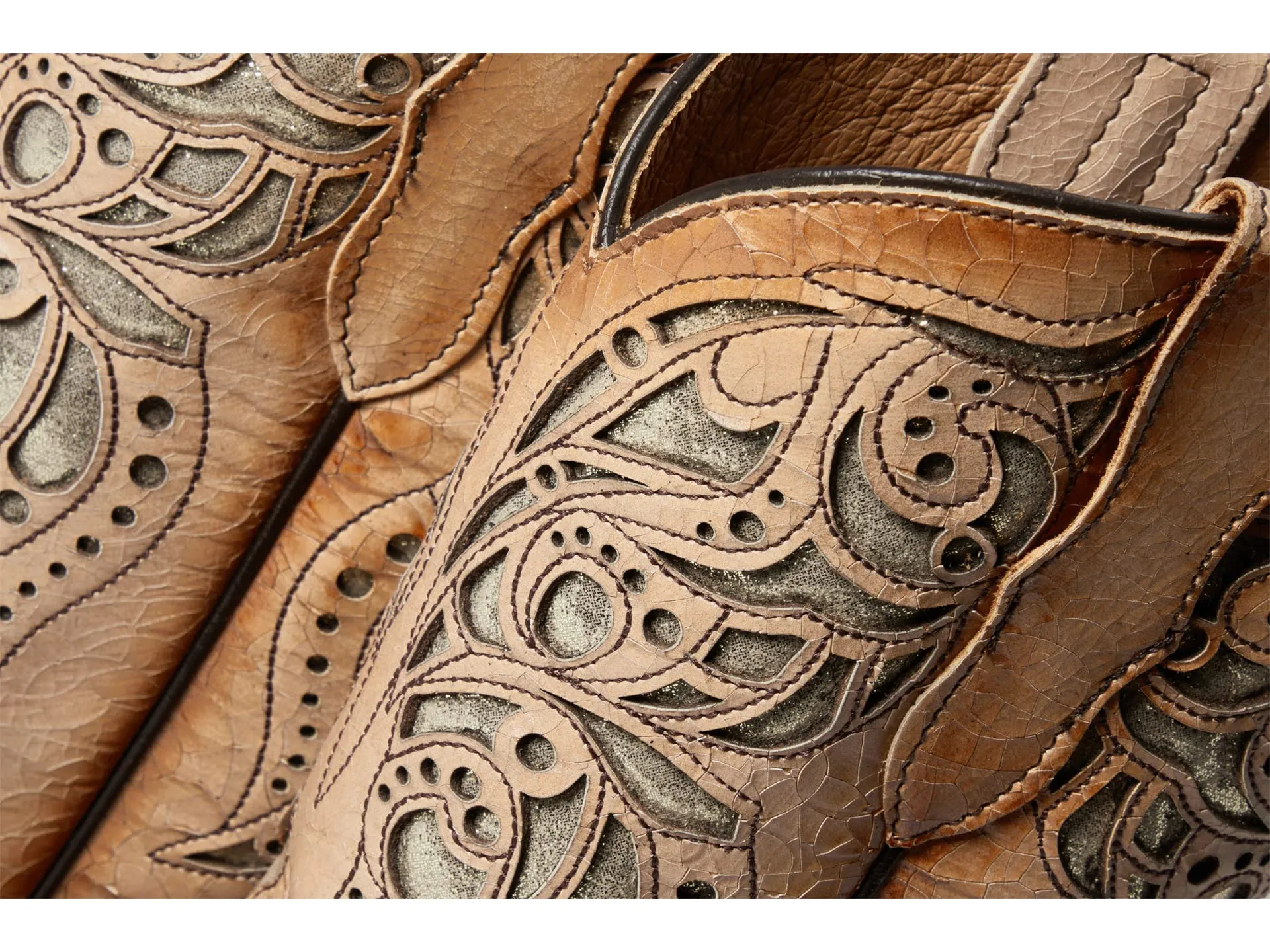 Corral Youth 11 Beige Embroidery Inlay Snip Toe Cowgirl Boots