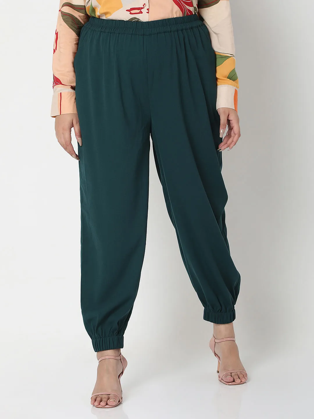 Curve Dark Green High Rise Co-ord Set Pants