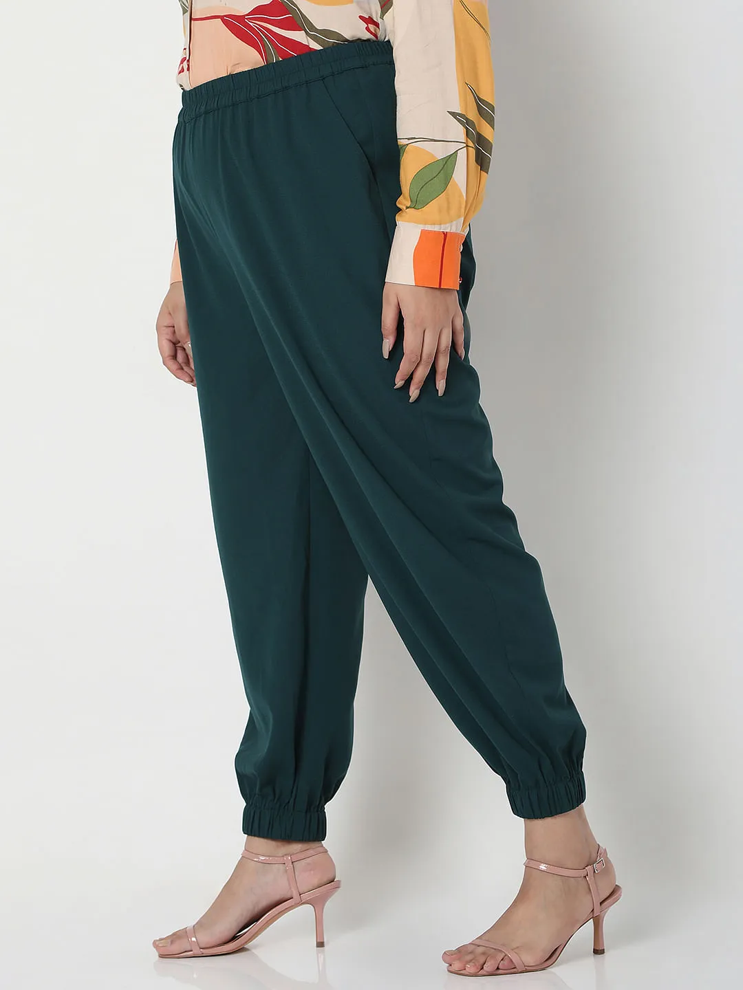 Curve Dark Green High Rise Co-ord Set Pants