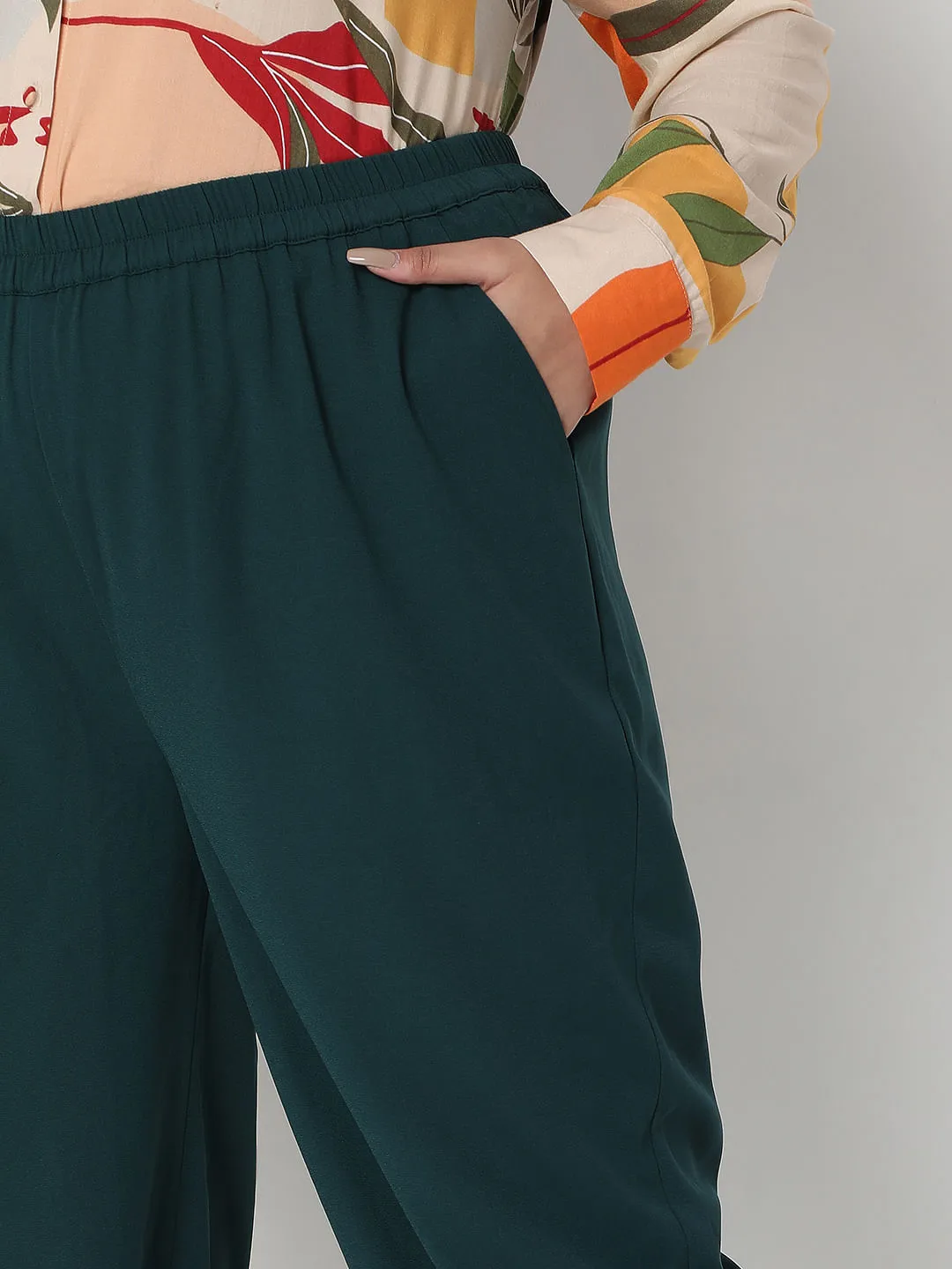 Curve Dark Green High Rise Co-ord Set Pants