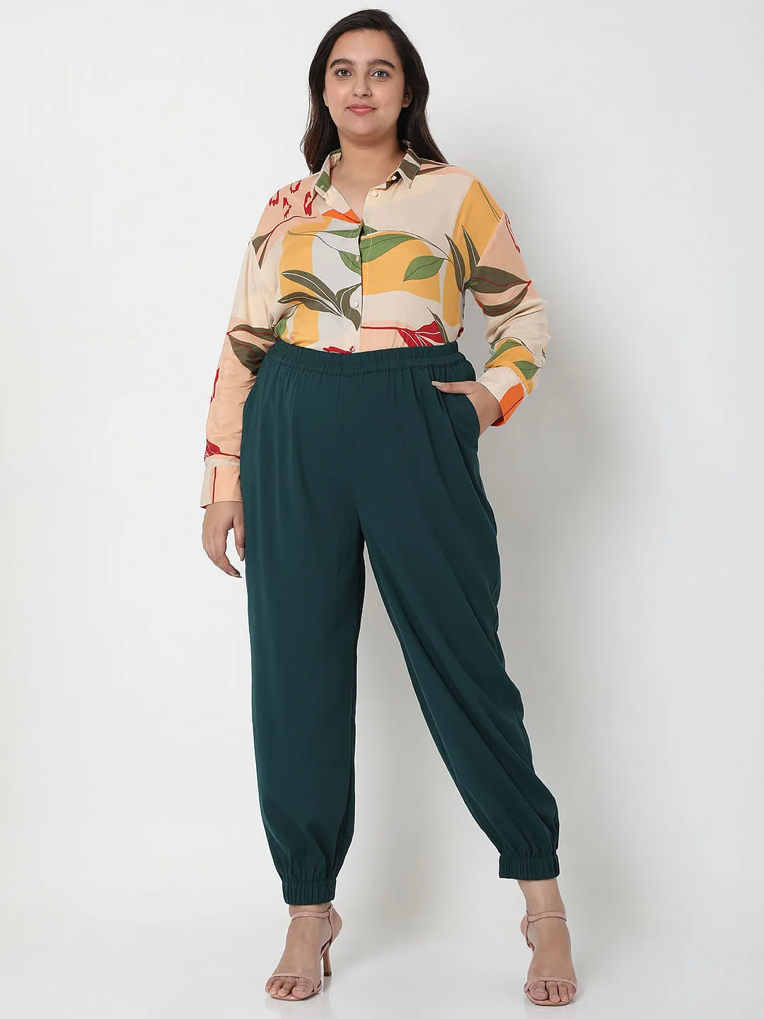 Curve Dark Green High Rise Co-ord Set Pants