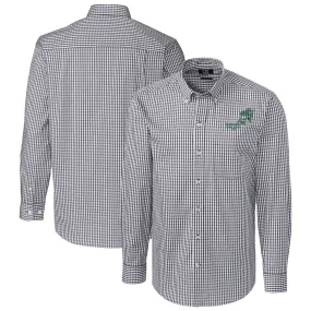 Cutter & Buck NDSU Bison Charcoal Vintage Gingham Tri-Blend  Long Sleeve Button-Down Shirt