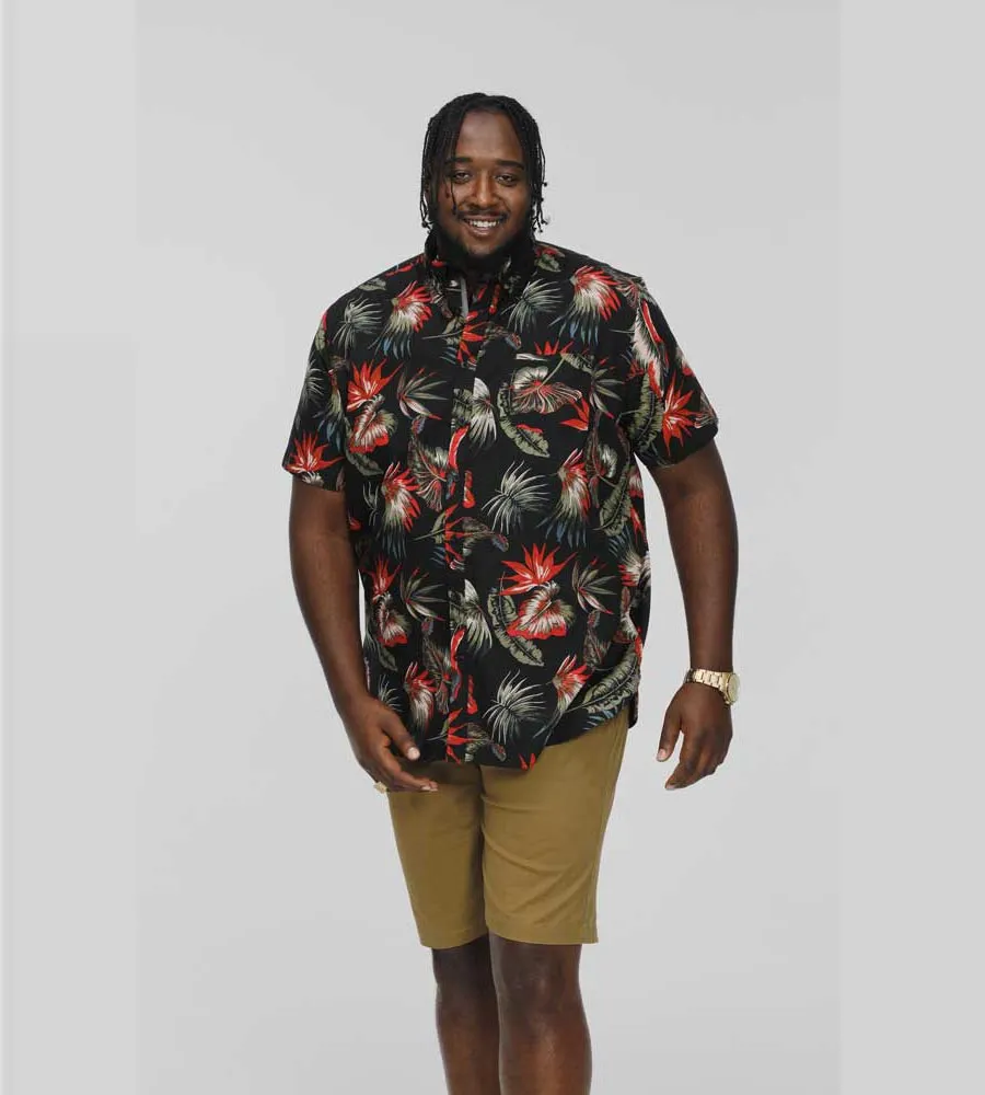 D555 Big Mens Hawaiian Print Short Sleeve Shirt (LENNOX)