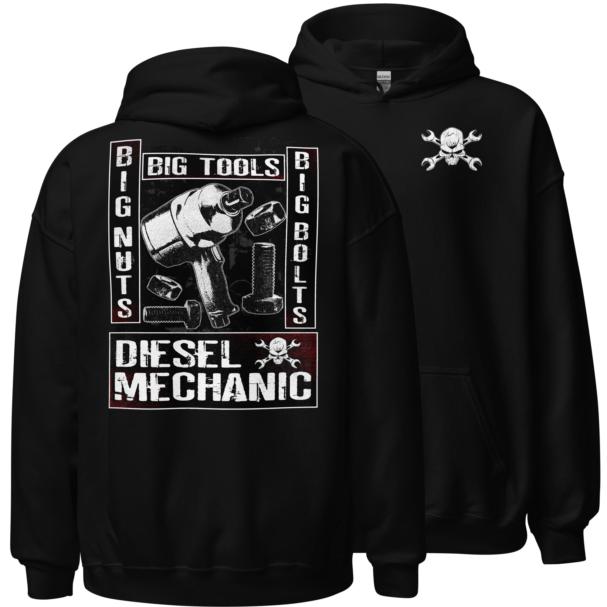 Diesel Mechanic Hoodie - Big Tools, Big Nuts, Big Bolts