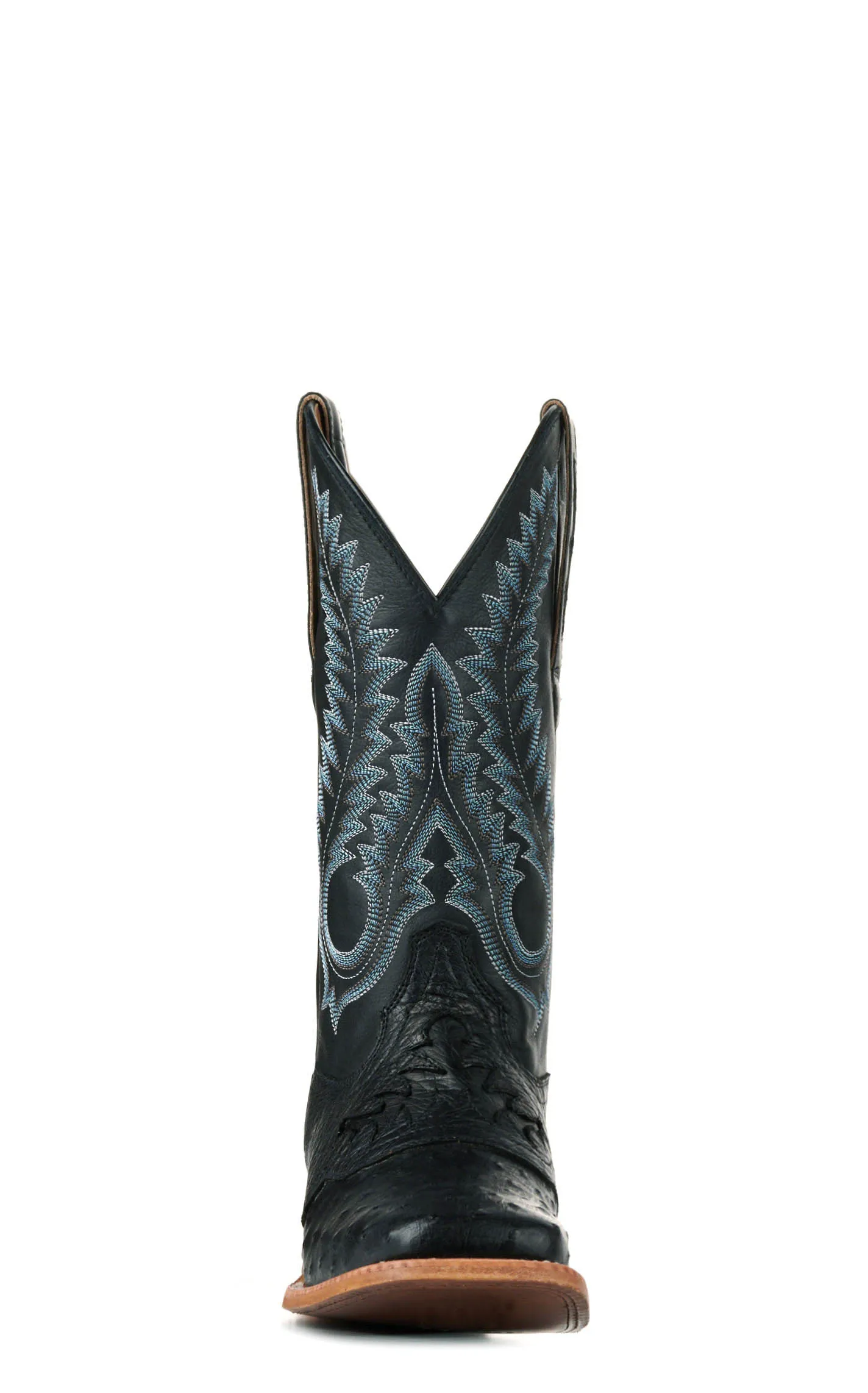 Durango Men's Black Full Quill Ostrich Saddle Vamp Wide Square Toe Exotic Cowboy Boots