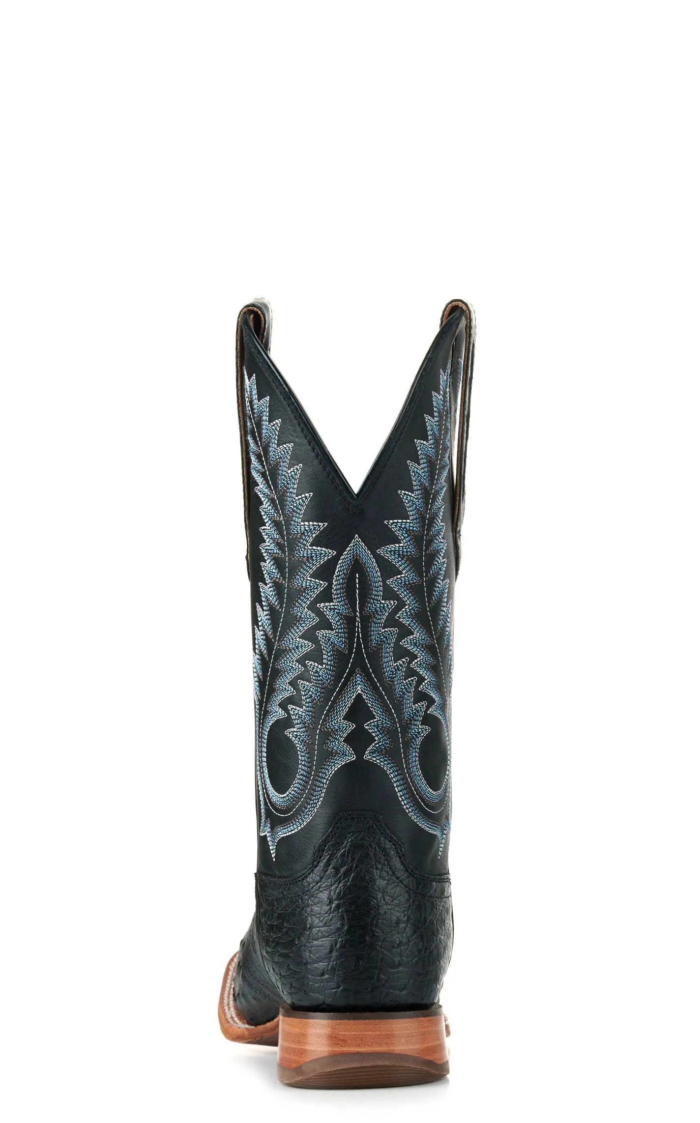 Durango Men's Black Full Quill Ostrich Saddle Vamp Wide Square Toe Exotic Cowboy Boots