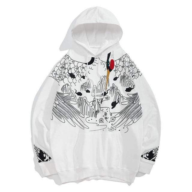 Embroidered Crane Hoodie