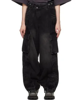 Feng Chen Wang Black Pleated Cargo Pants