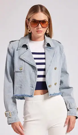 Generation Love - Camila Denim Trench Coat - Light Blue