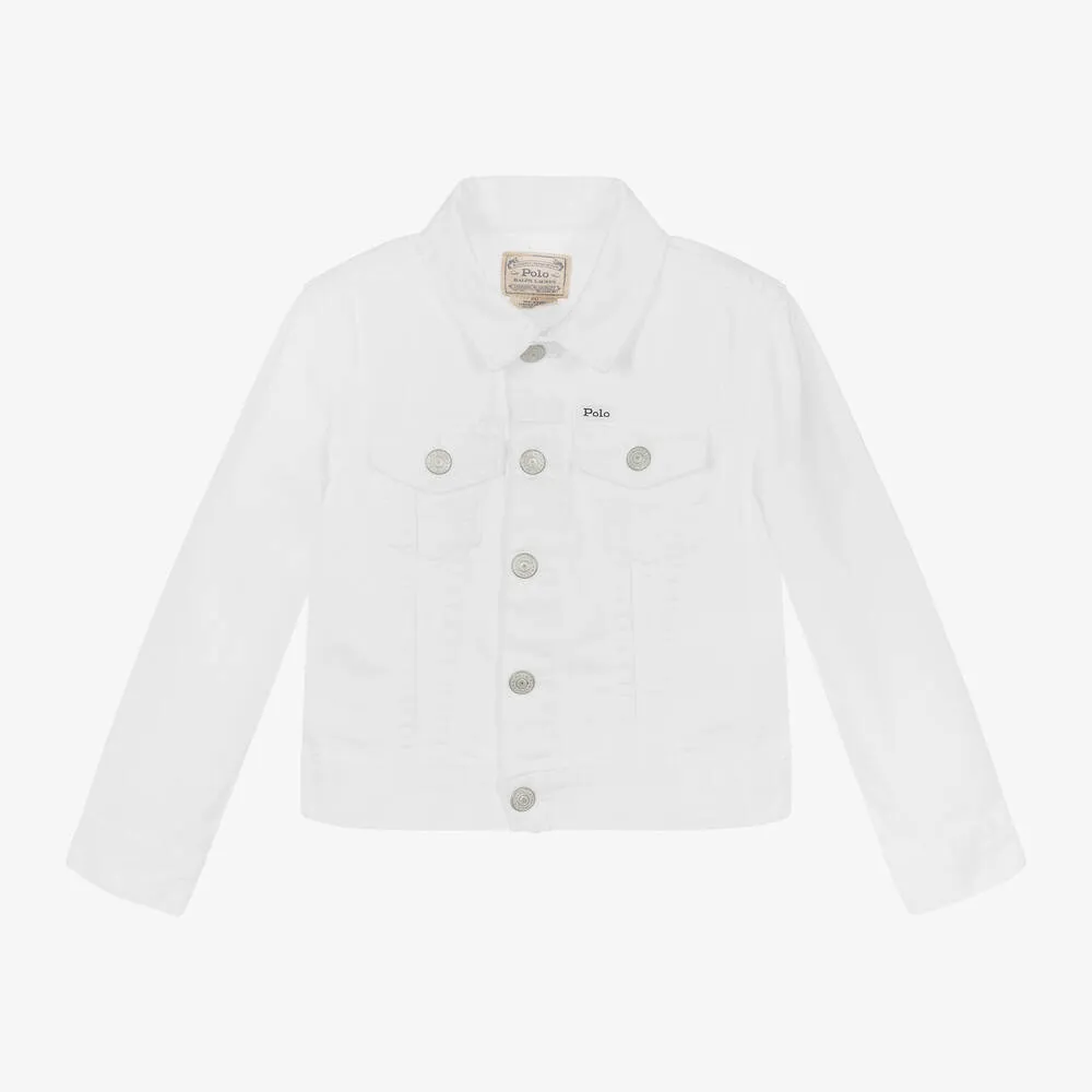 Girls White Denim Jacket