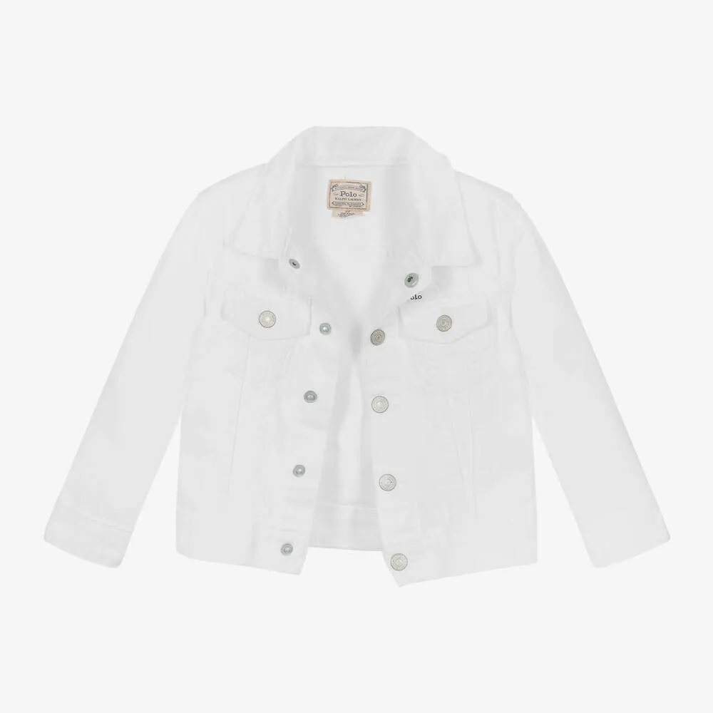 Girls White Denim Jacket