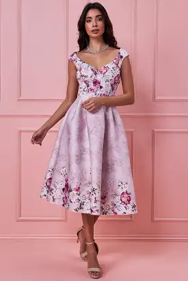 Goddiva Sweetheart Floral Midi Dress