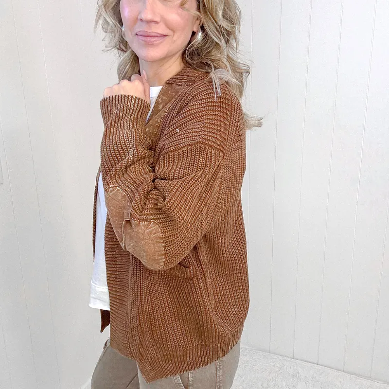 Going to the Library Brown Sweater Knit Cardigan