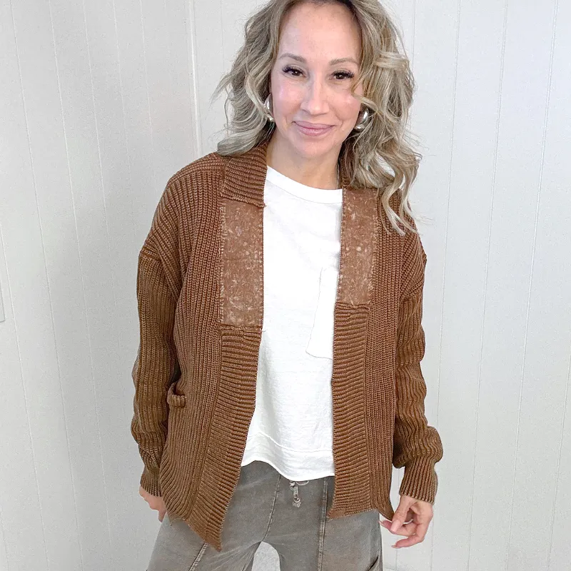 Going to the Library Brown Sweater Knit Cardigan