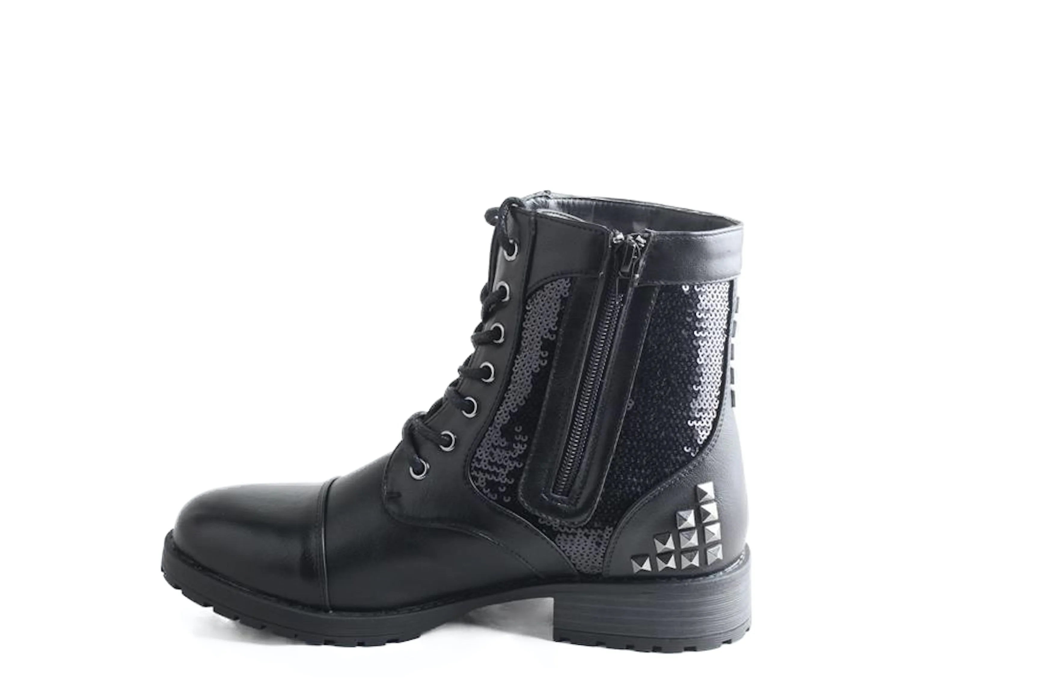 Gotta Flurt Women's Swag II Black Sequin Combat Boot