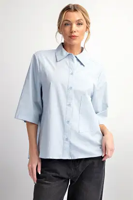 Half Slvs Stretch Poplin Button Down Shirt