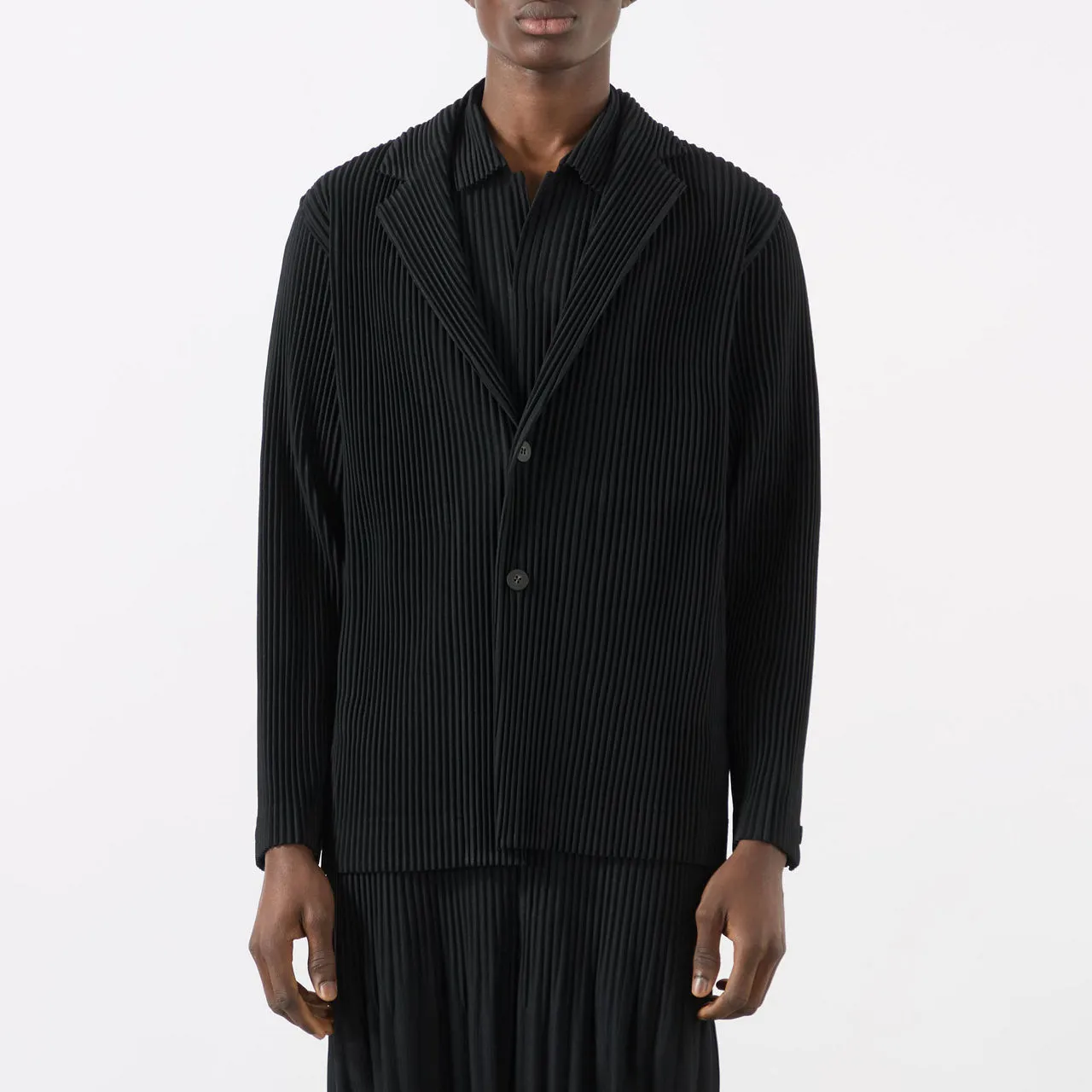 HOMME PLISSÉ ISSEY MIYAKE Basic Pleated Single-Breasted Blazer - Black