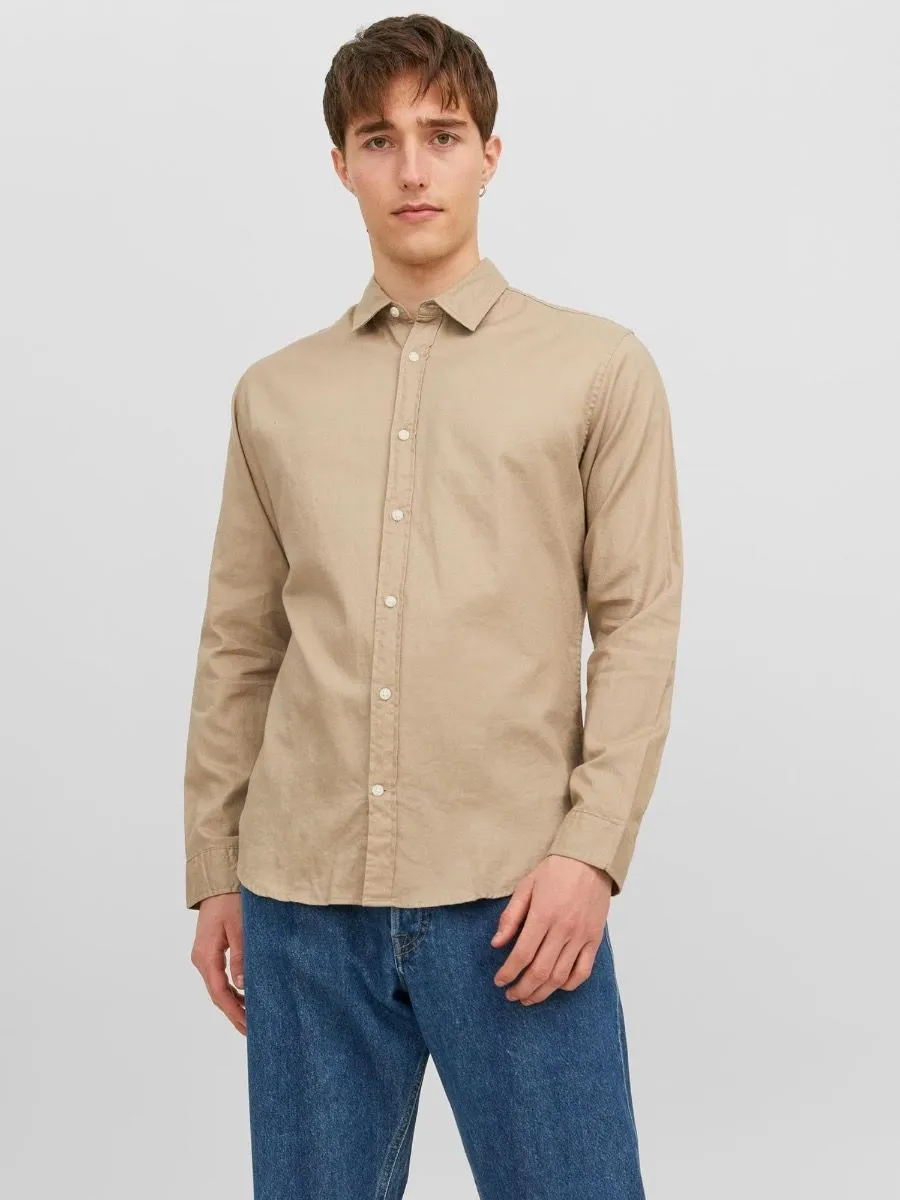 Jack & Jones Gingham Plain Long Sleeve Shirt Crockery