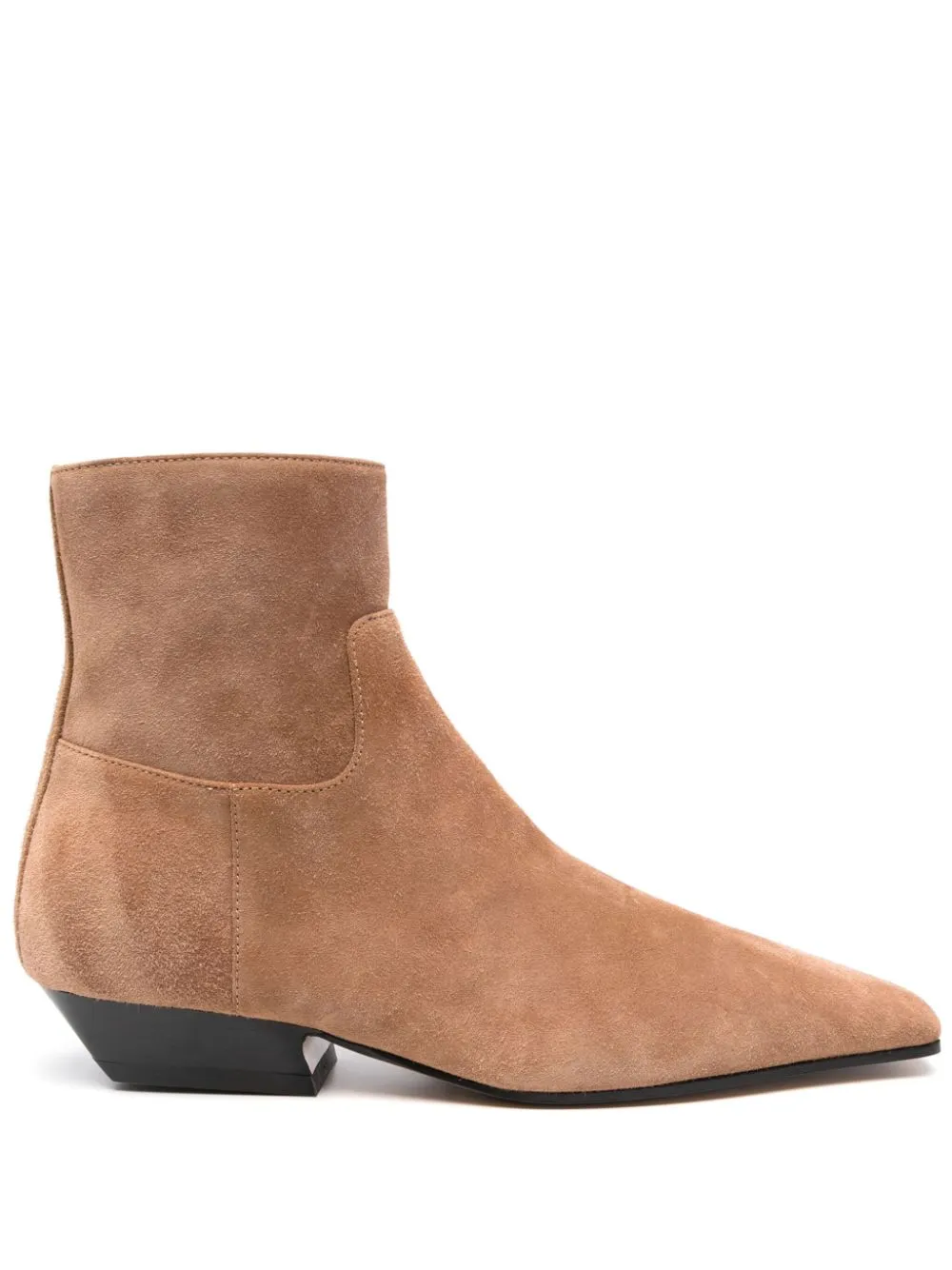 KHAITE Elegant Camel Square Toe Suede Boots