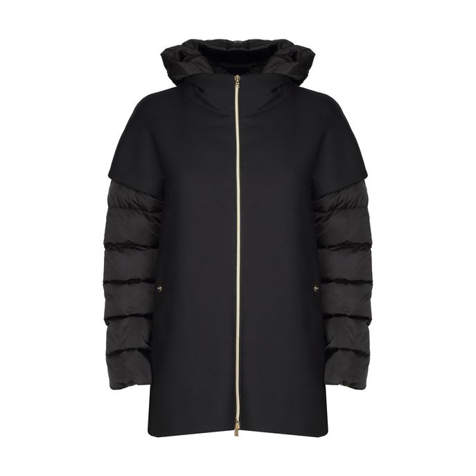 KIDS DOWN JACKET IN TECHNICAL COTTON WITH HOOD Girl Black