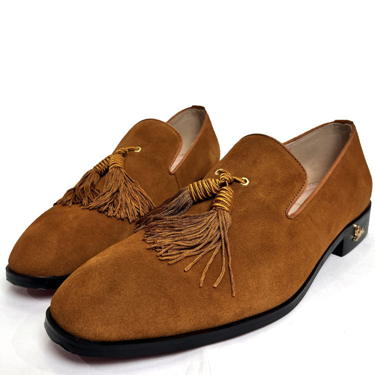 LB suede tasseled dress shoe | Custard