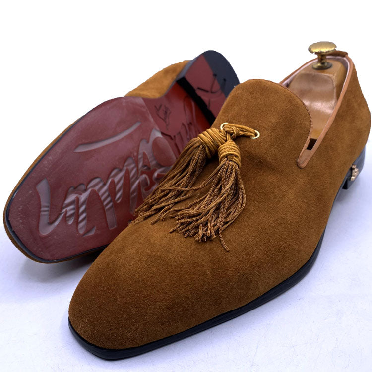 LB suede tasseled dress shoe | Custard