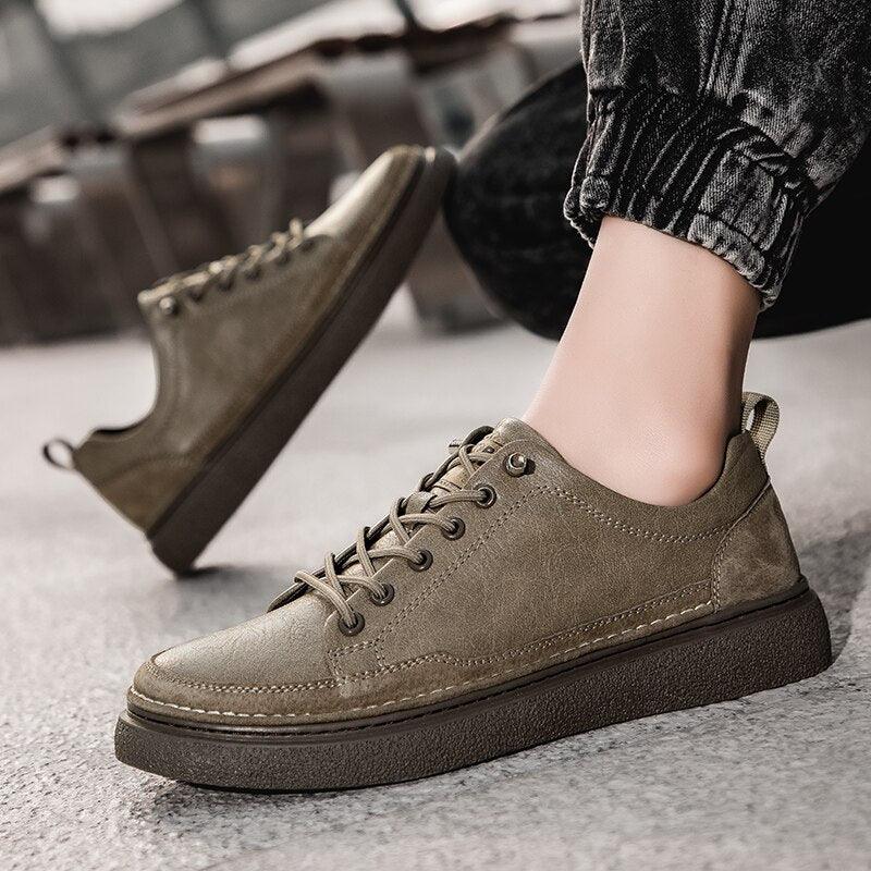 Leather Comfortable Flats - Fashion Men's Casual Shoes for Outdoor Activities KZ310