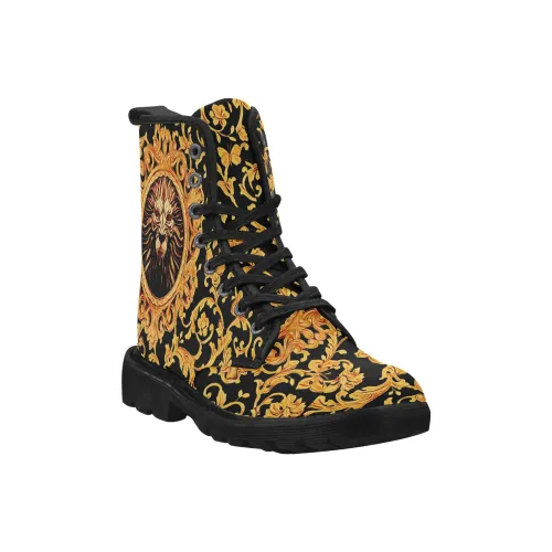 Lion Royalty Baroque Style Men's Black Boots