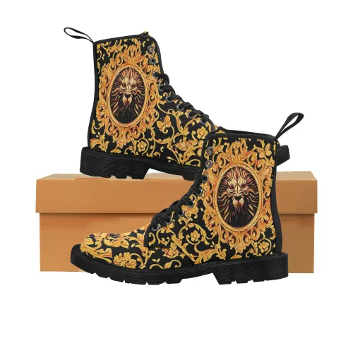 Lion Royalty Baroque Style Men's Black Boots