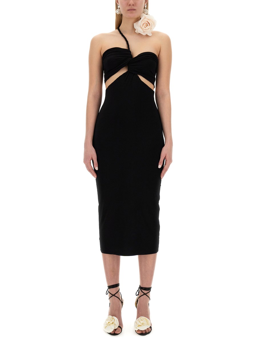 MAGDA BUTRYM    MIDI DRESS WITH FLOWER NECKLINE