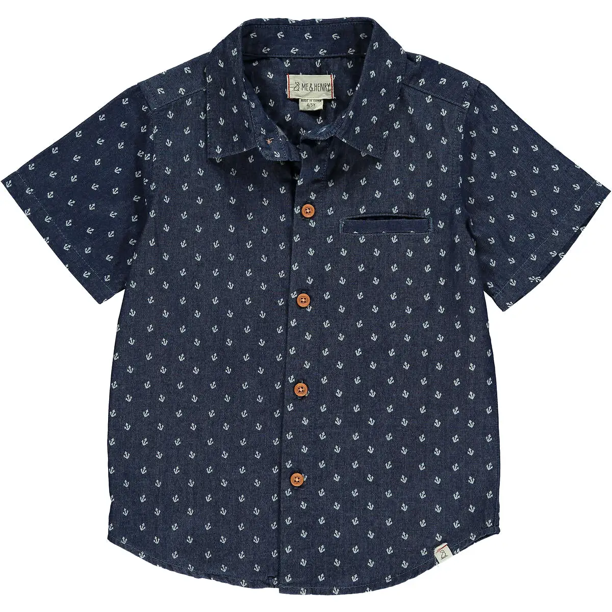 Me & Henry Maui Woven Shirt - Chambray Anchor