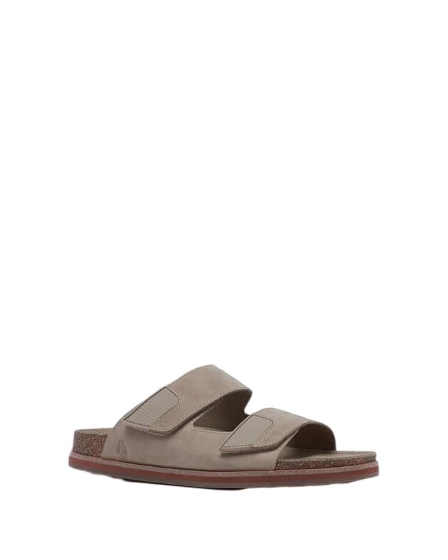 Mens Hush Puppies Cracker Taupe Sandals Slip On Leather Shoes