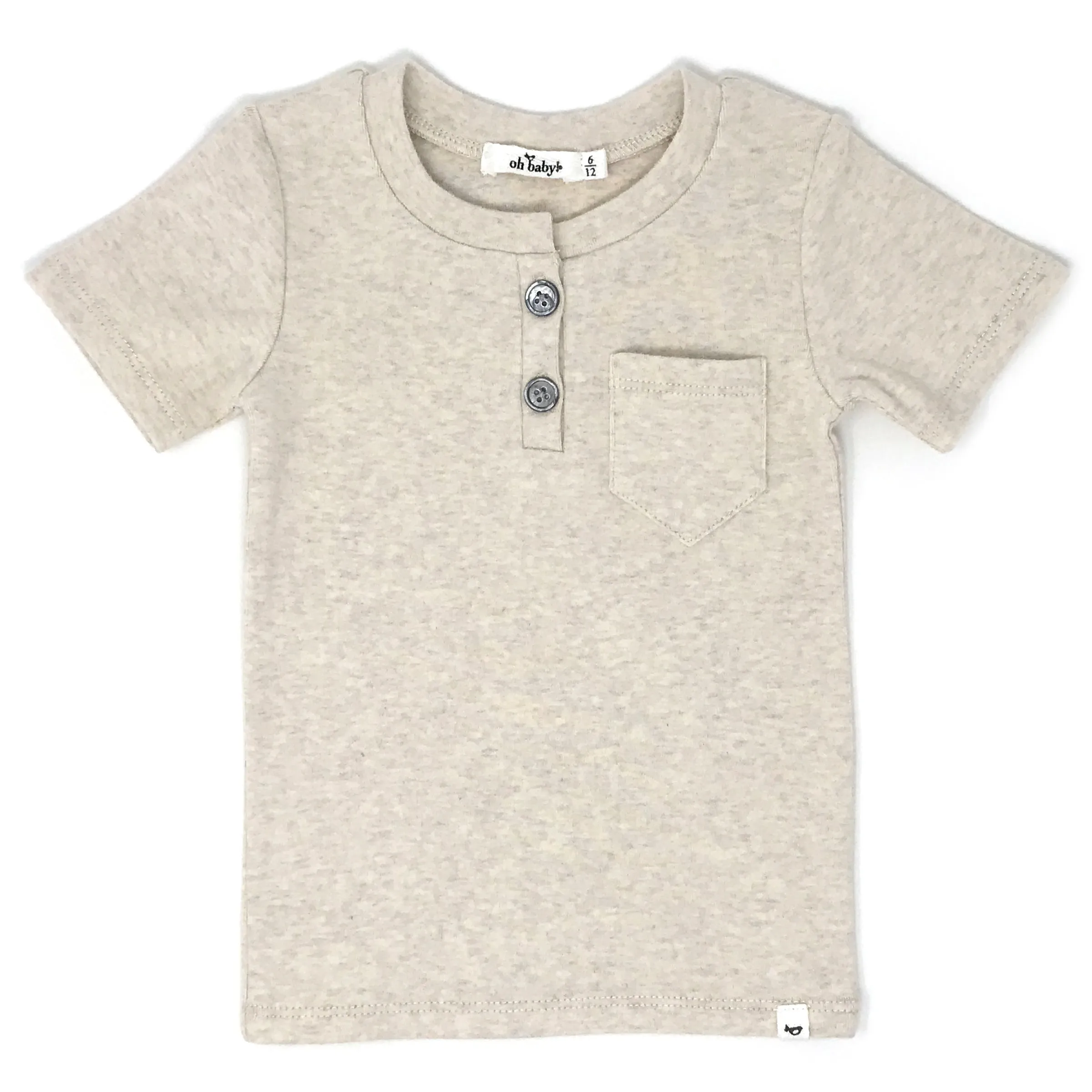 oh baby! Pocket Henley Short Sleeve Shirt - Sand