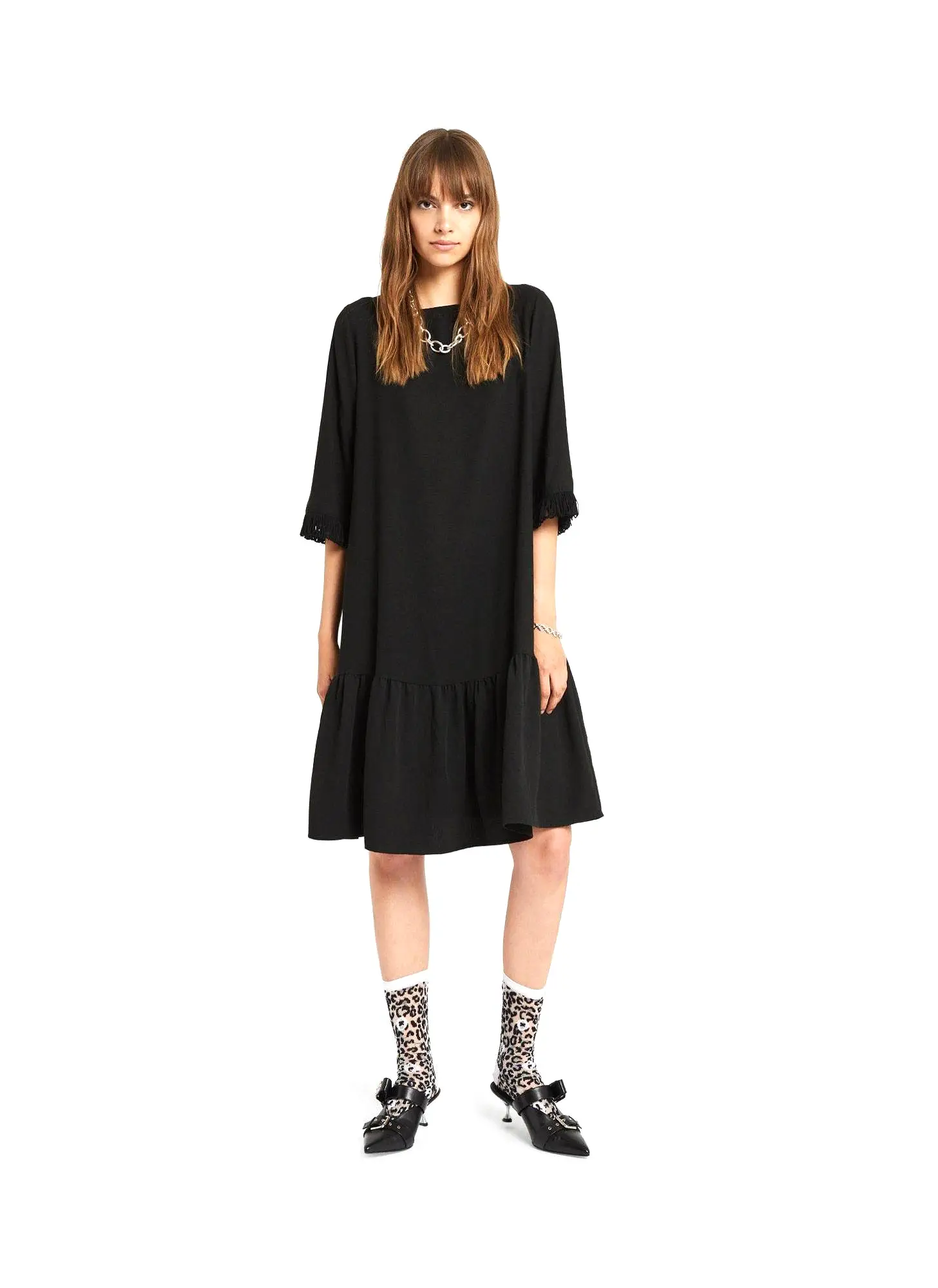 Ottod'Ame Women's Viscose Midi Dress - BLACK