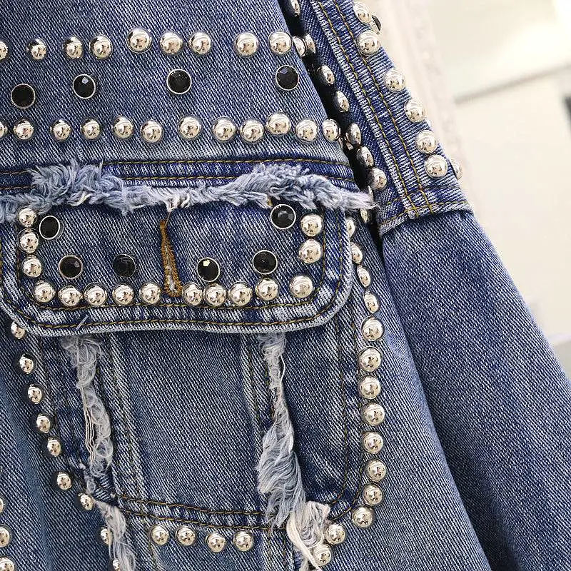 Oversized Denim Jacket With Studs